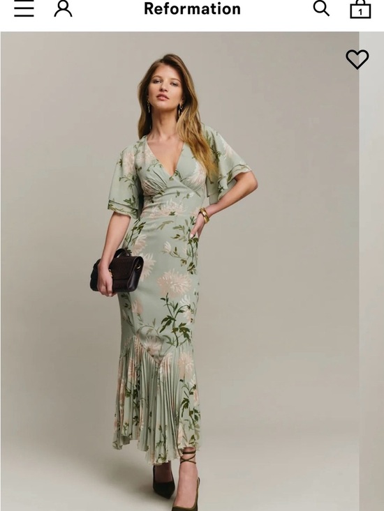 Reformation Dresses & Skirts - Reformation NWT Sage Green Floral Maxi Dress with Pleated Hem